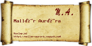 Mallár Auróra névjegykártya